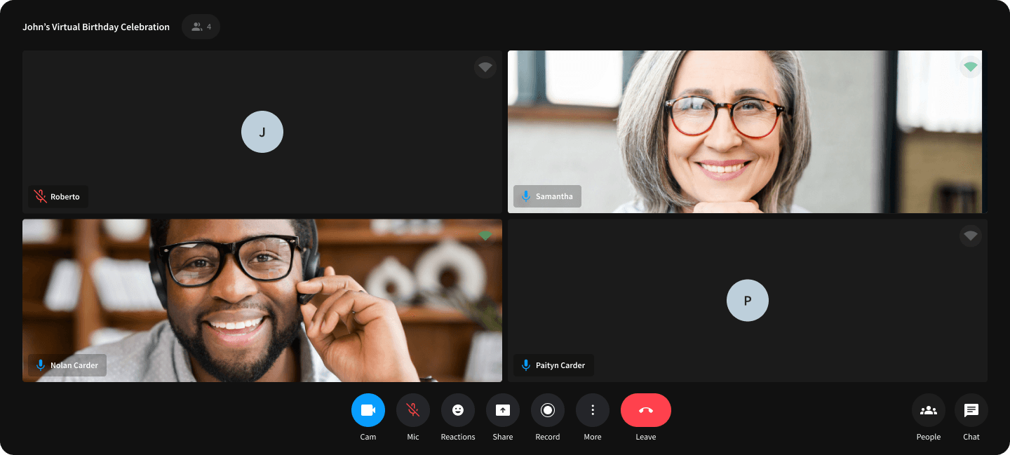 App Builder conferencing UI after redesign