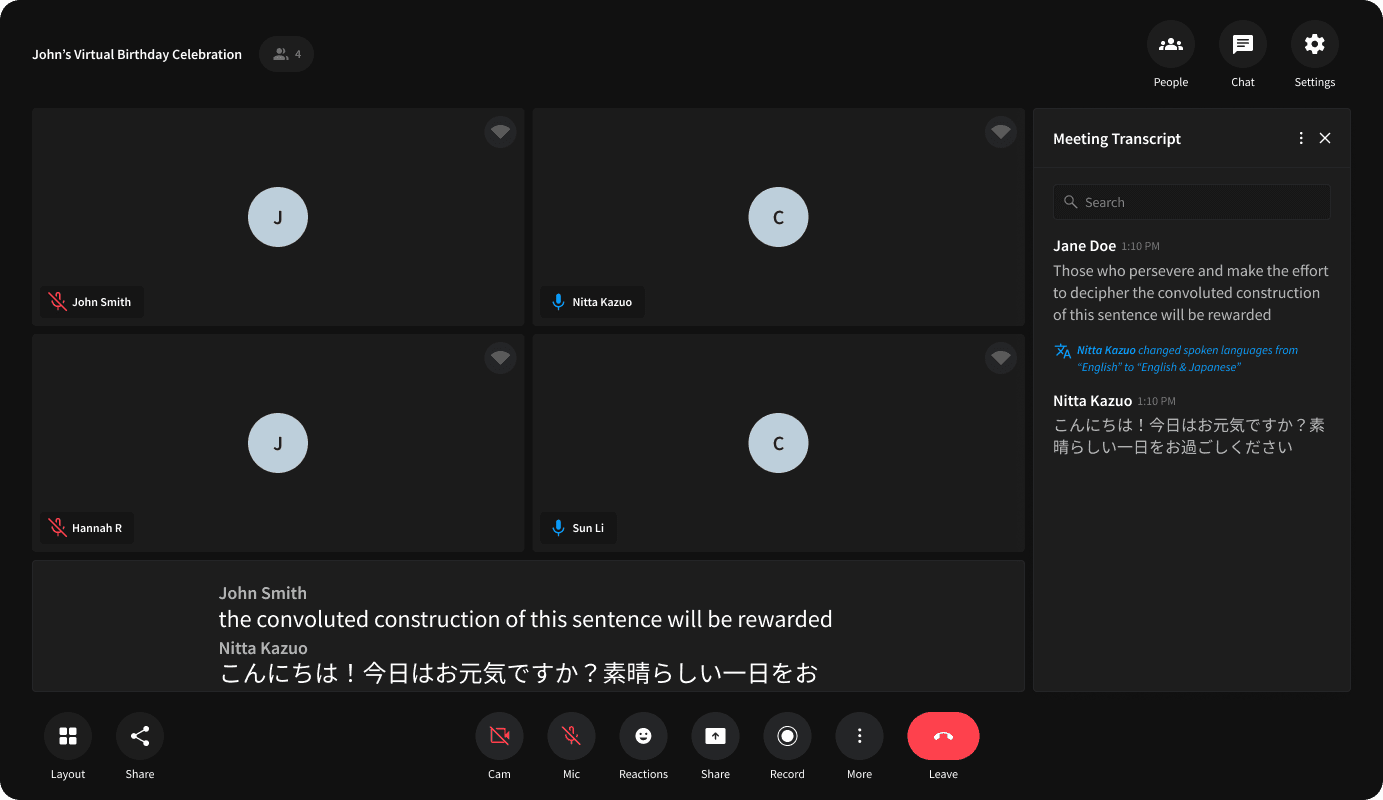 Speech to text captions running during a call