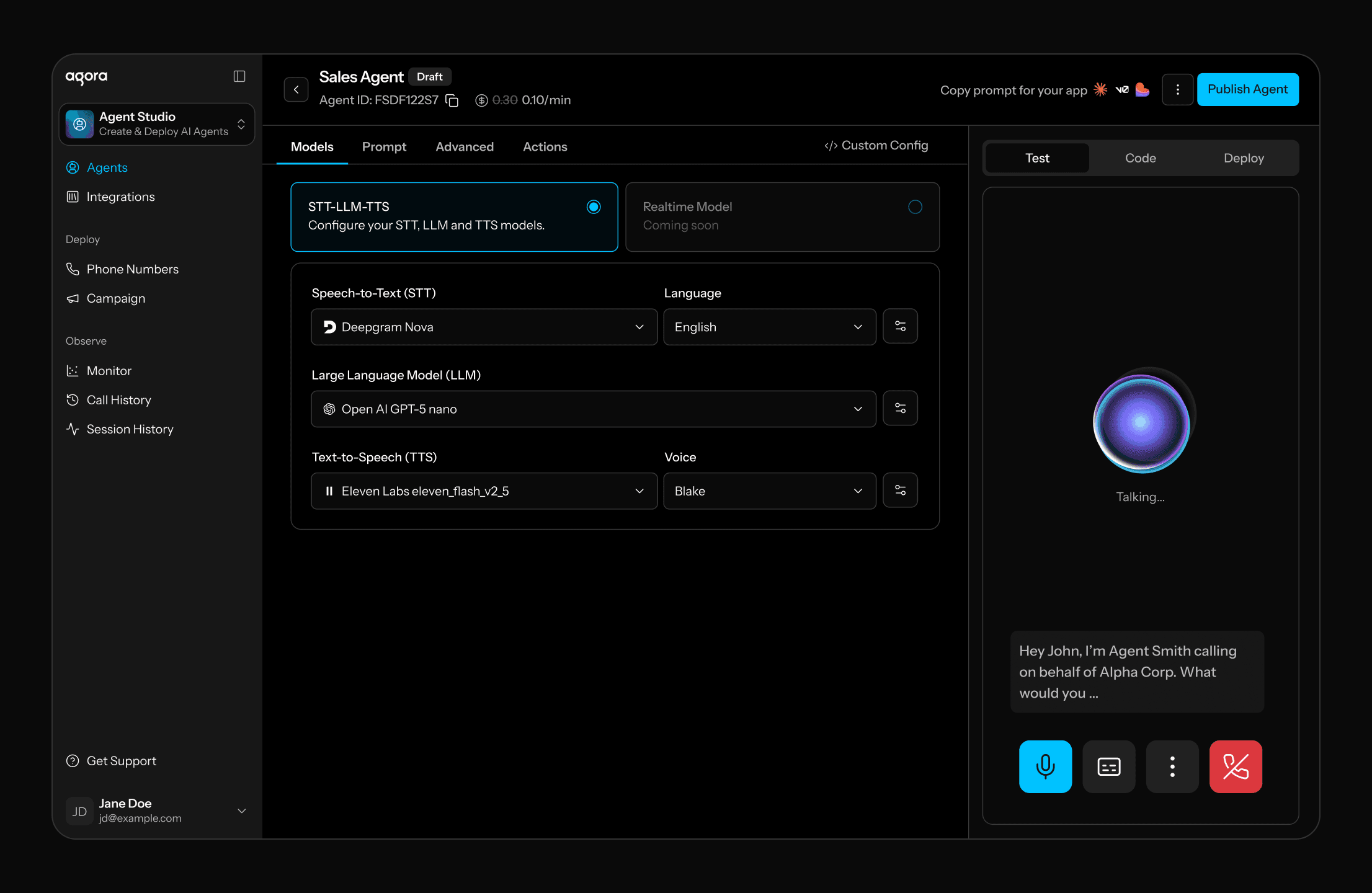 Agent Studio: build, test, deploy and monitor voice AI agents in one place